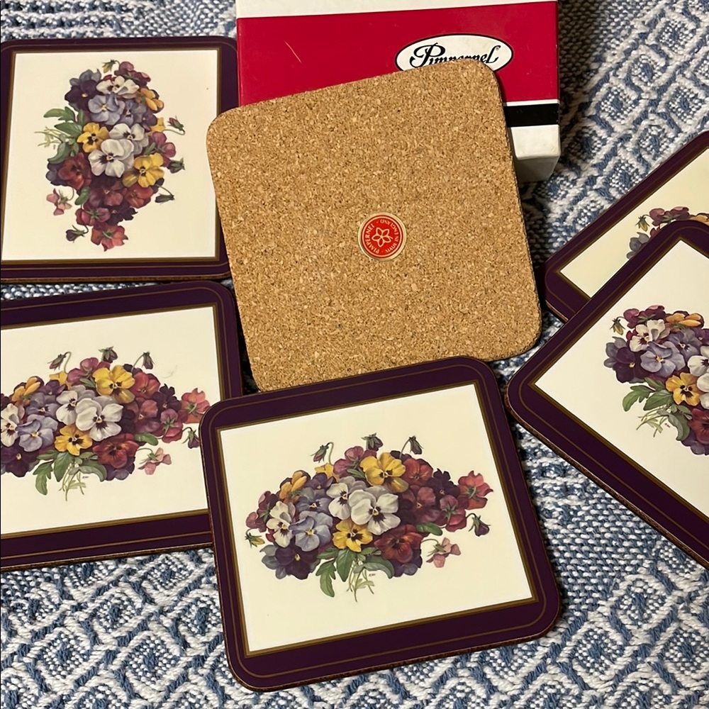 Floral Cork Coasters Set